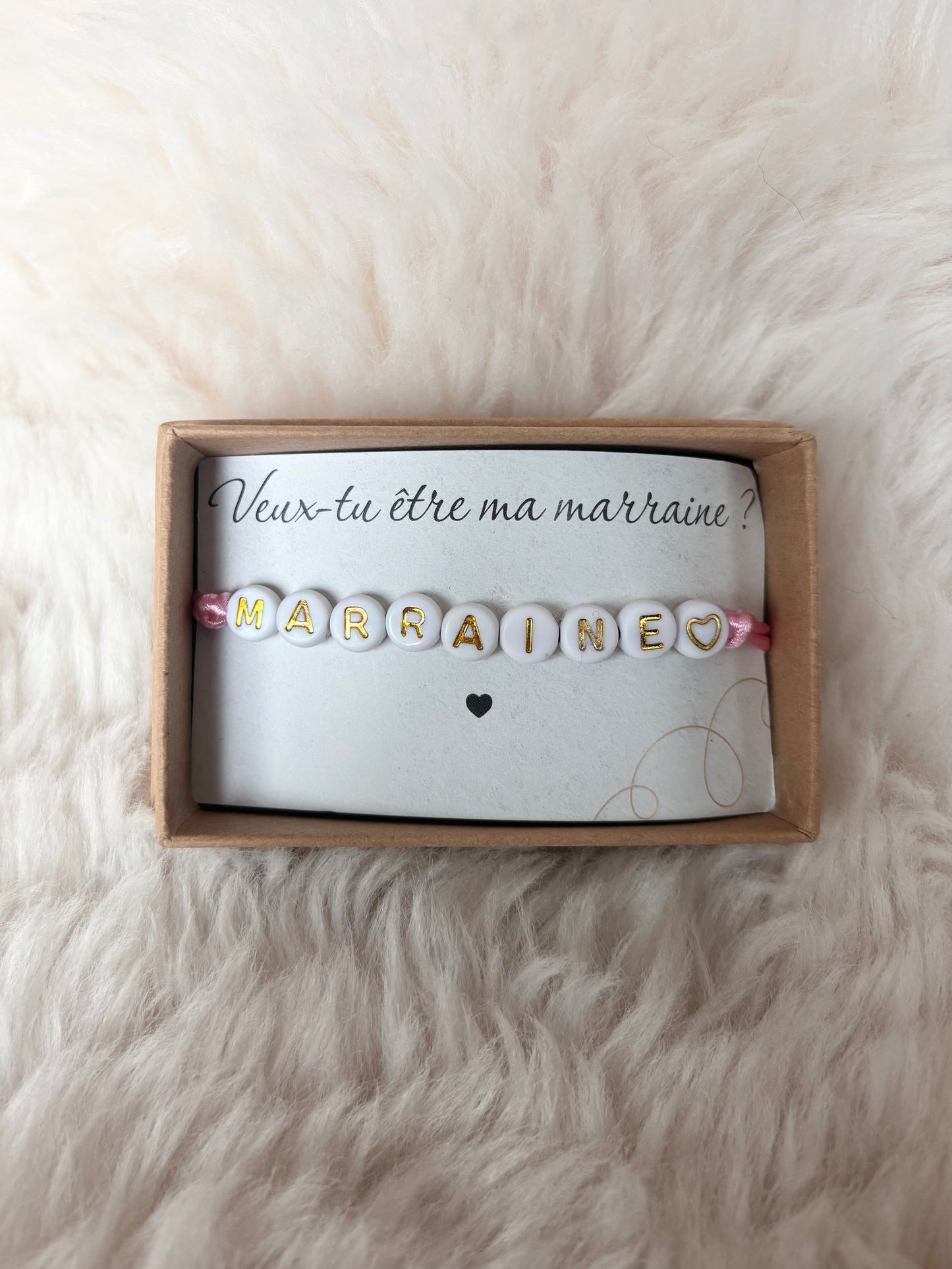 🌸 Bracelet cordon d’annonce – “Veux-tu être ma marraine ?”