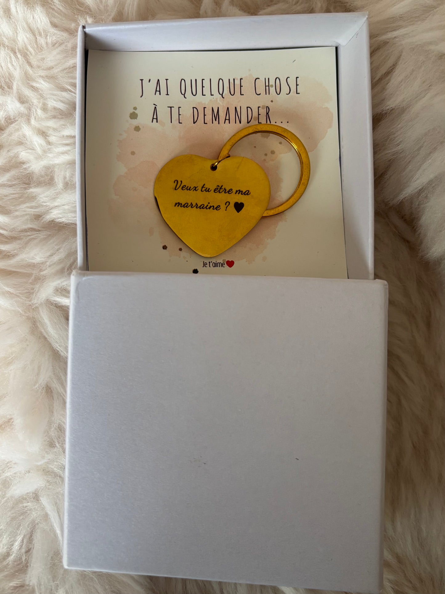 ✨ Porte-clés d’annonce “Veux-tu être ma marraine ?” – Cœur doré