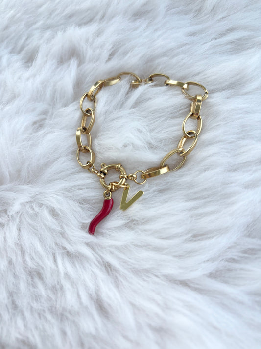 Léa - Bracelet avec pendentifs lettre personnalisable