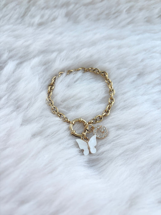 Éléna - Duo bracelet et collier avec pendentifs lettre personnalisable