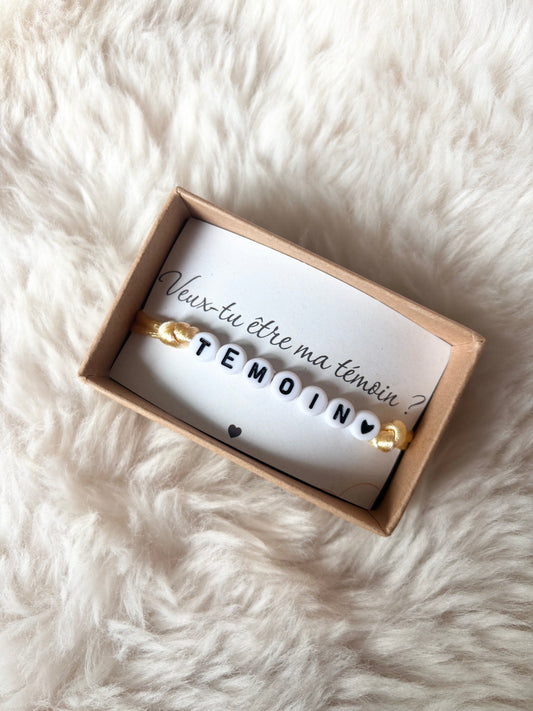 🌸 Bracelet d’annonce – “Veux-tu être ma témoin ?”