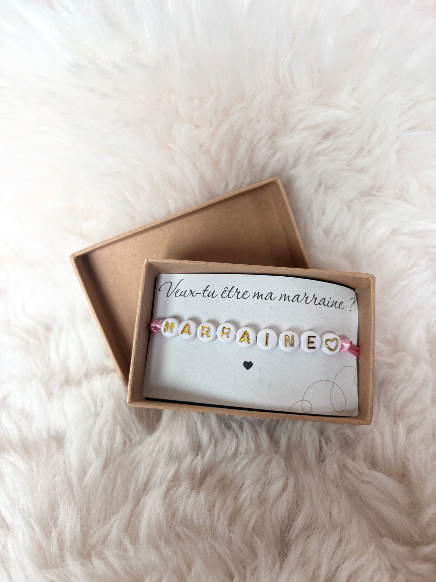 🌸 Bracelet cordon  d’annonce – “Veux-tu être ma marraine ?”
