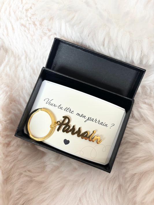 💛 Porte-clés d’annonce – “Veux-tu être mon parrain ?”