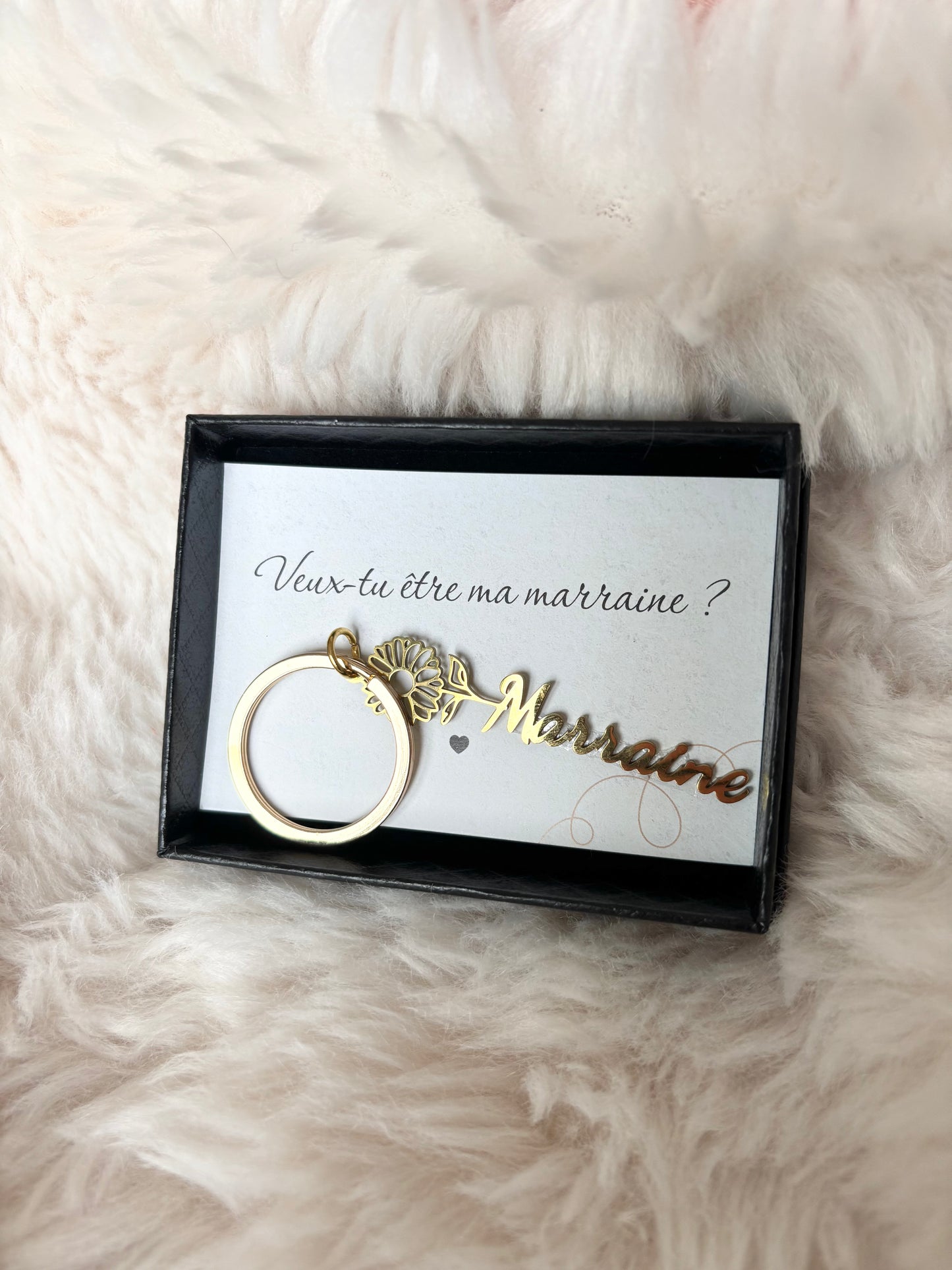 🌸 Porte-clés d’annonce – “Veux-tu être ma marraine ?”