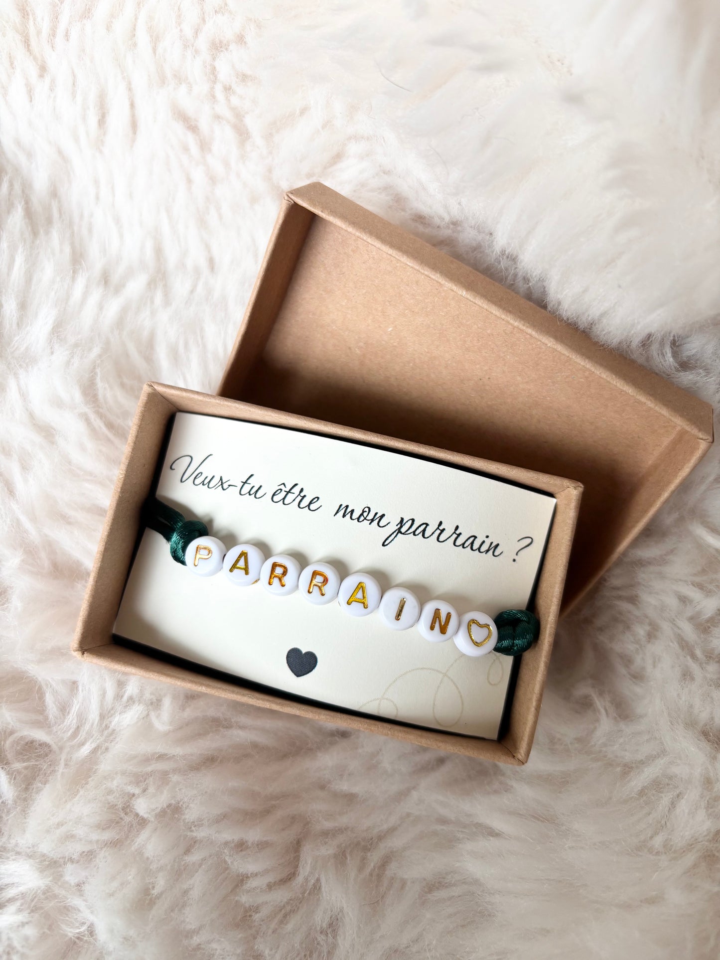💚 Bracelet d’annonce “Veux-tu être mon parrain ?”